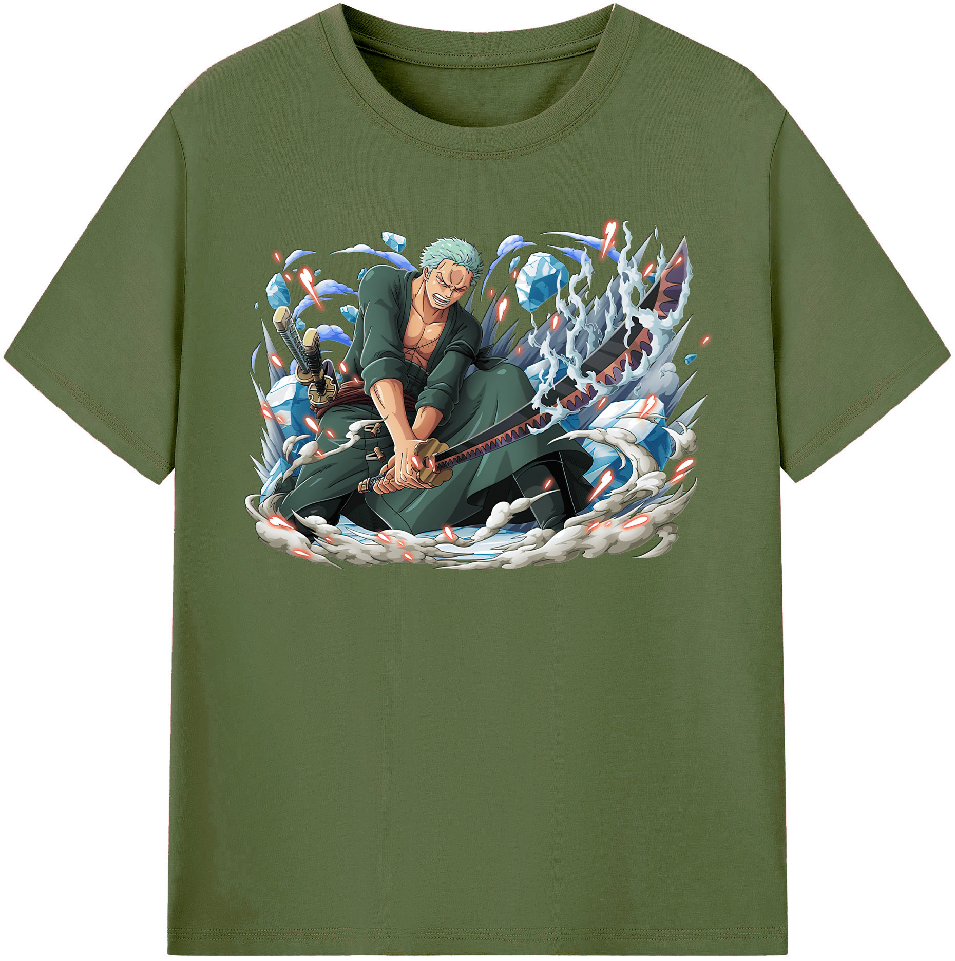 ワンピース ロロノア・ゾロ ONE PIECE Roronoa Zoro 綿100％半袖Tシャツ（フロントプリント）